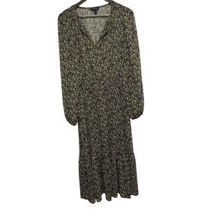 Banana Republic Dress Women S Tall Floral Prairie Tiered Maxi Long Semi Sheer